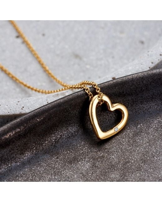 Posh Totty Designs Metallic Yellow Gold Plated Diamond Heart Necklace