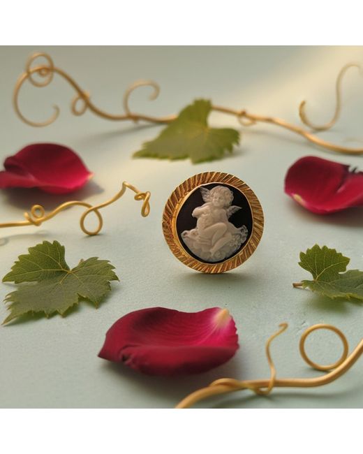 Vintouch Italy Metallic Cherubino Cameo Ring