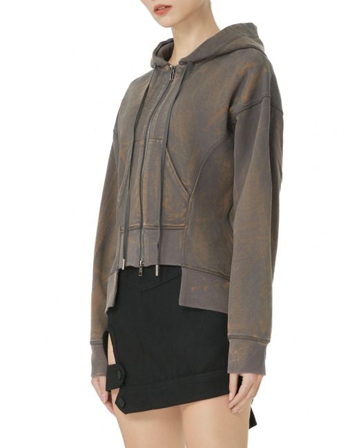 Gao Republic Green Neutrals Hoodie Zip-Front Panelled Jersey Acid
