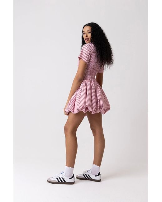 Amy Lynn Pink Eleanor Pure Cotton Stripe Mini Puffball Dress