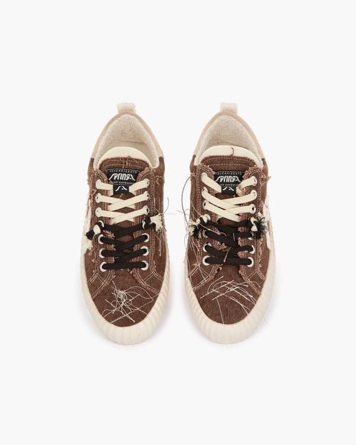 Springa | Unique Vulcanized Sneakers Italian Handmade Brown Wavy Olona Sneakers for men