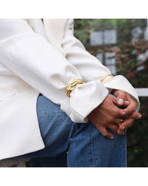 LINYA JEWELLERY Metallic Aruna Thick Cuff Bracelet