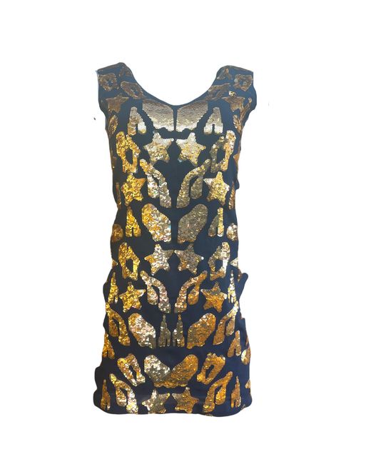 Any Old Iron Metallic Star Leopard Sequin Dress