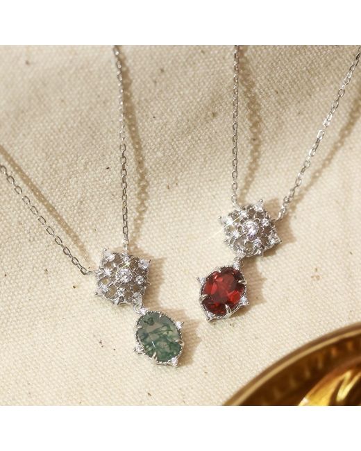 Azura Jewelry New York White Eternal Orbit Mozambique Garnet Necklace