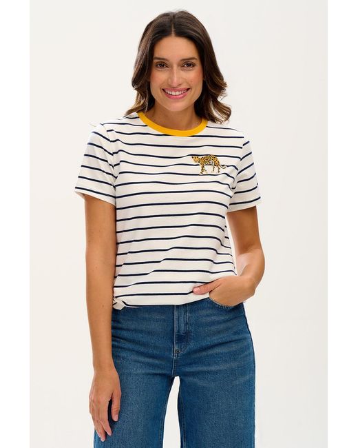 Sugarhill White Maggie T-Shirt, Off, Leopard Embroidery