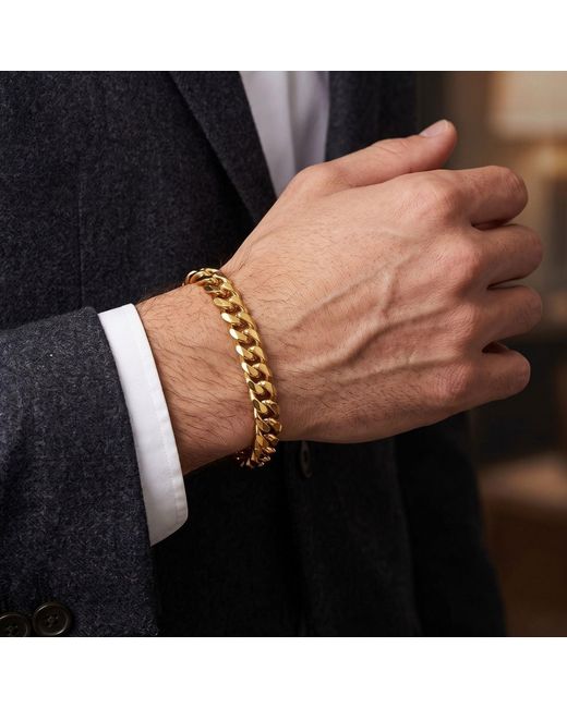Harfi Metallic Plated Cuban Curb Chain Bracelet For for men