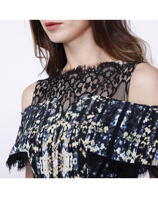 Smart and Joy Multicolor Kaleidoscope Print & Lace-On-Top Dress