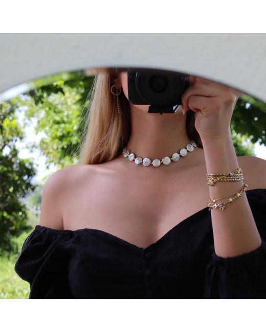Mineralgems•Studio White Choker With Flat Pearls