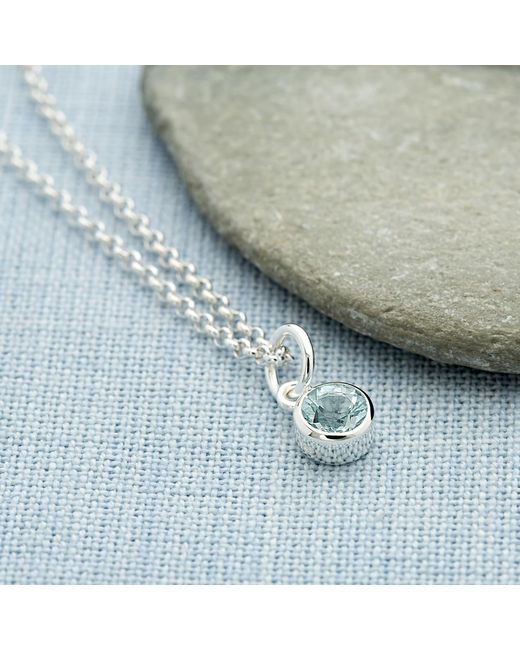 Lily Charmed Metallic Sterling March Birthstone Charm Necklace