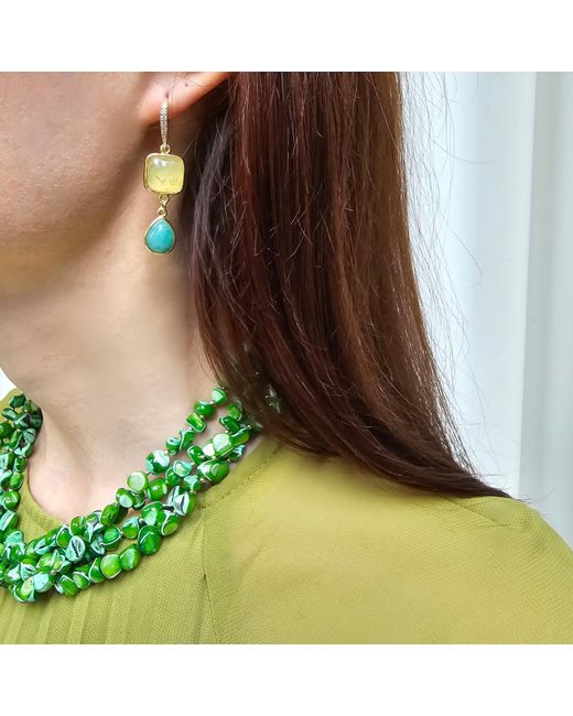Farra Green Natural Shell Multi-Layers Necklace