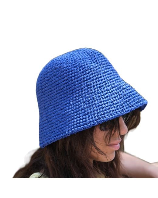 Springmoonatelier Blue Deep Raffia Hat