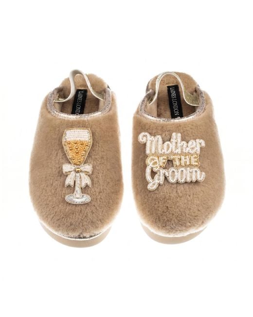Laines London Brown Neutrals Flatform Cloud Closed Toe Slippers With Mother Of The Groom Brooches