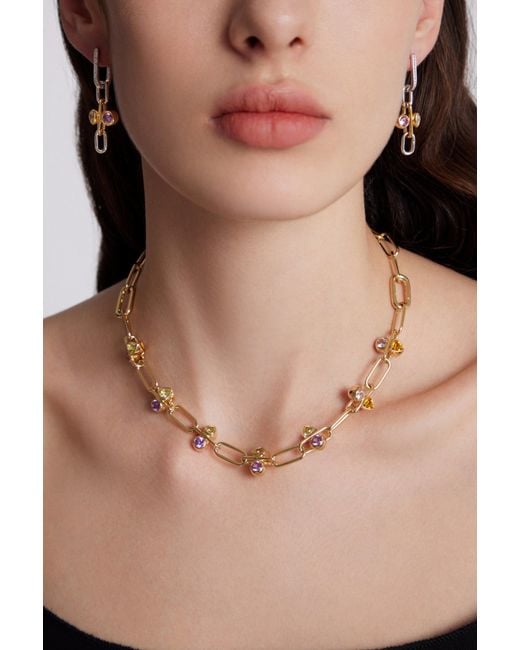 Arte Madrid Metallic Toggle Kaleidoscopic Link Necklace & Bracelet