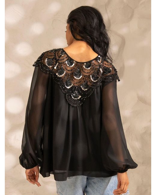 Rose & Nancy Black Bea Sequin Blouse