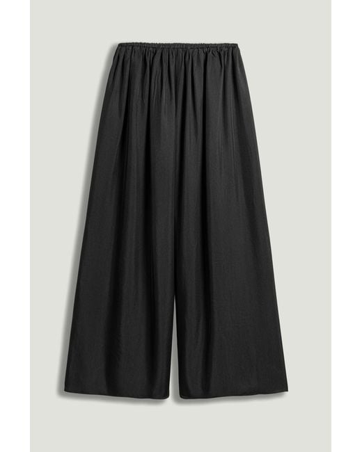 Nocturne Black Elasticated Wide-Leg Pants
