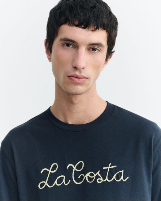 Thinking Mu Blue Zach Coast Hand-Embroidered T-Shirt
