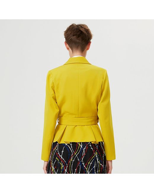 Smart and Joy Yellow Pleated Skirt Tailor Jacket