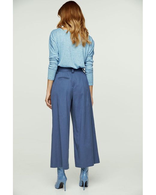 Conquista Blue Light Melange Knit Handkerchief Hem Top