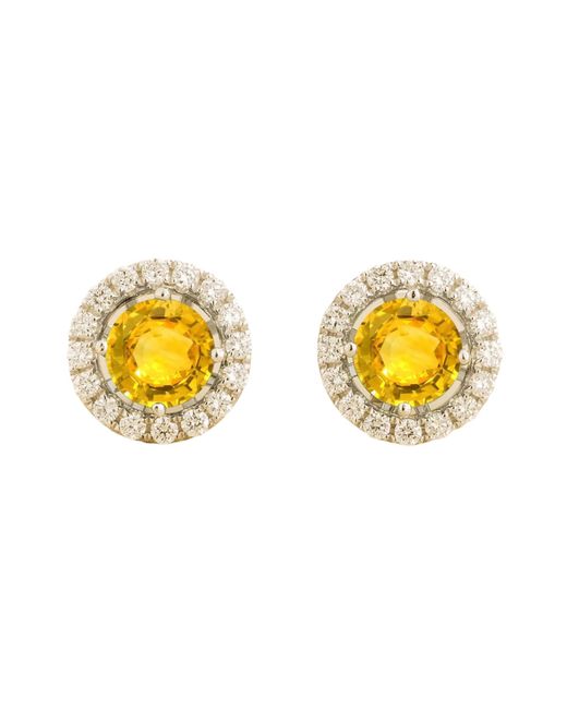 Juvetti Metallic Floret Earrings Set With Sapphire & Diamond