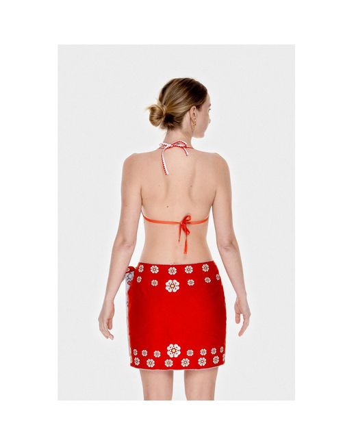 Jessie Zhao New York Red Swim Cover Up Skirt- Garden