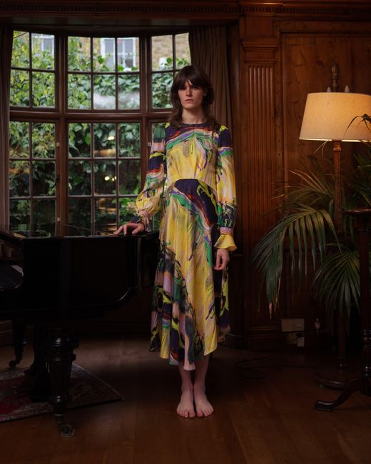 Klements Yellow Peggy Silk Dress