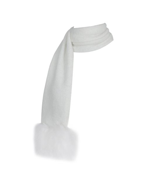 Miss Circle New York White Selma Wool-Blend Ribbed Knit Scarf