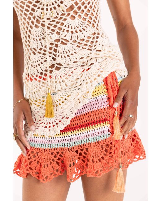 Andreeva Red Coral Reef Handmade Crochet Mini Skirt