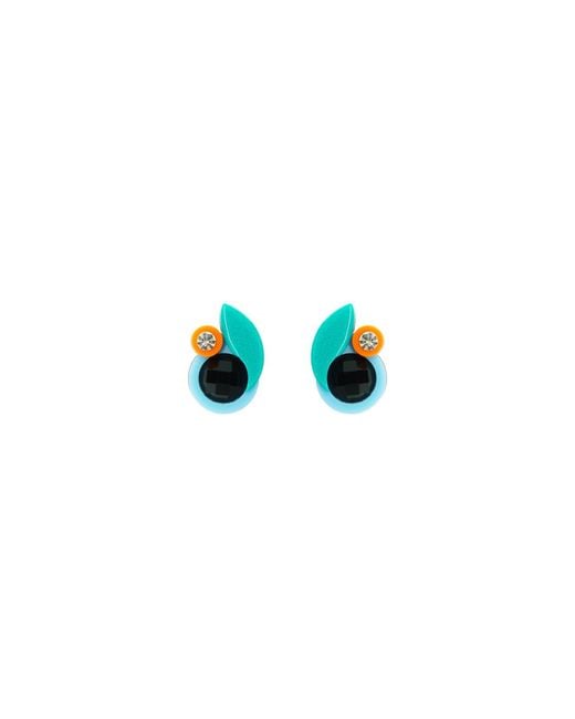 Gissa Bicalho Blue Acrylic Handmade Earring Xs Petunia Orange