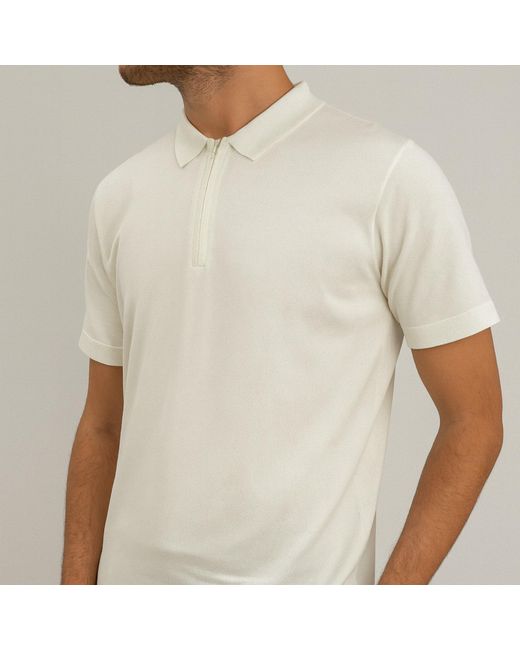 Nuvv Collection White Zip-Neck Polo – Lightweight Knit Shirt for men