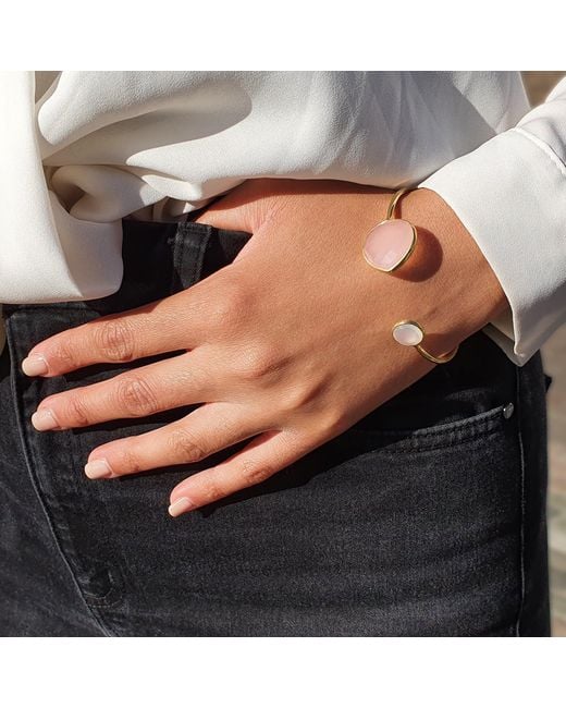 Harfi Metallic Vermeil & Chalcedony Gemstone Crystal Bracelet