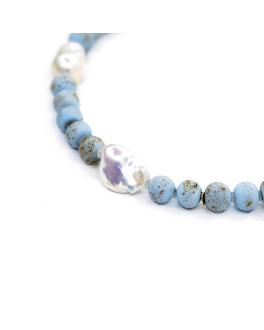 Bombyx House Blue Baroque Pearl & Ceramic Bead Necklace