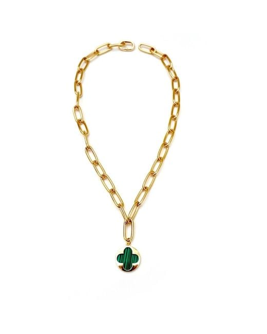 Persia Dona Jewelry Metallic Clover Circle Necklace