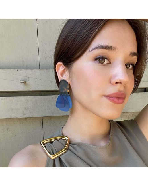 Michael Nash Jewelry Blue Patrizia Tortoise Resin Top Earrings With Cobalt Resin Drops