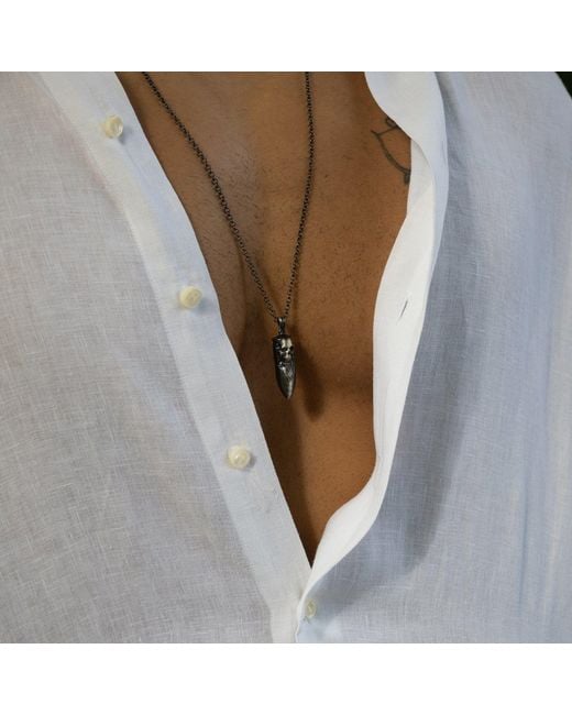 Ebru Jewelry Metallic Skull Fang Sterling Necklace for men