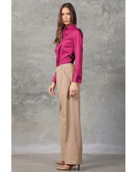 Madison / Savile Pink Wild Aster Regent Pleated Satin French Cuff Shirt