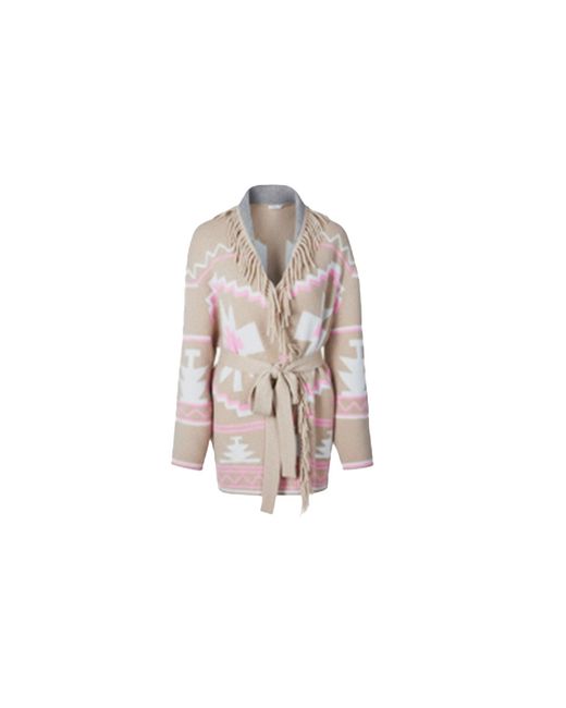 tirillm Natural Neutrals Maggie Pattern Knitted Cashmere Cardigan, Light Melange