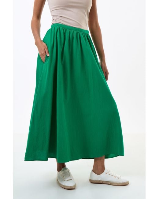Louche Green Zoeline Recycled Cotton Midaxi Skirt