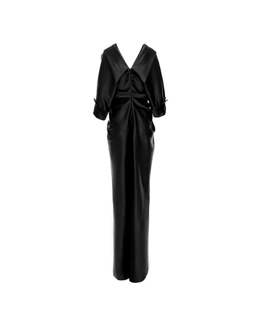 Acob a Porter Black Draped Long Dress