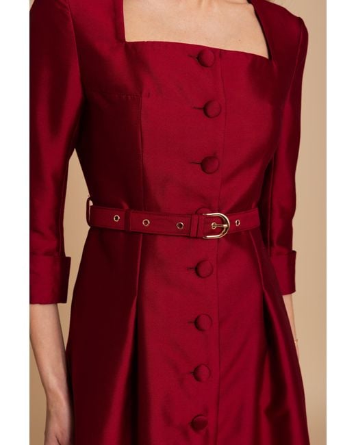 Santinni Red 'Spencer' Silk & Wool Dress