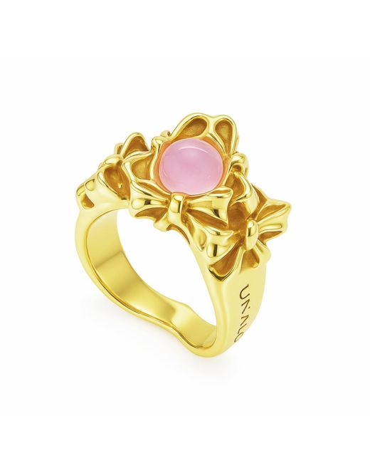 Unaloe Metallic Sterling- Plated Bow-Inspired Ring With Hydrothermal Stone