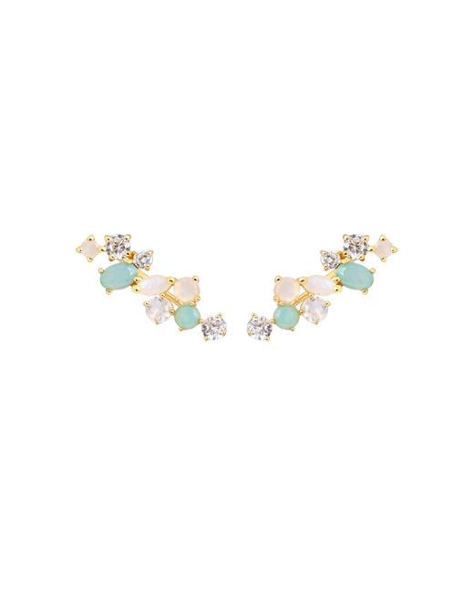 Lavani Jewels Metallic And Aquamarine Aine Earrings
