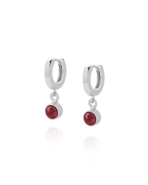 Nellou Jewellery White Gem Hoop Birthstone Earrings January Sterling