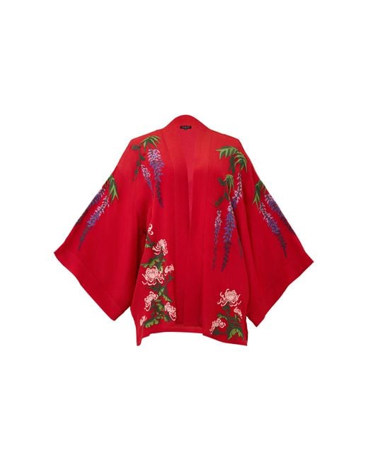 Artemis Muse Wisteria & Chrysanthemum Embroidered Fully Lined Short Kimono