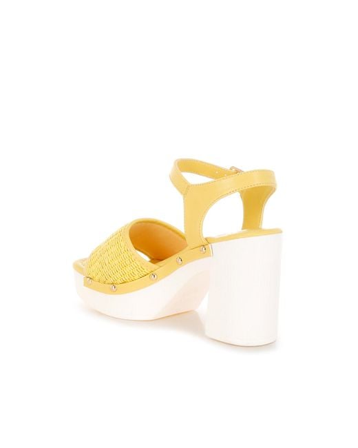 Rag & Co Yellow Mazaro Raffia Chunky Sandals