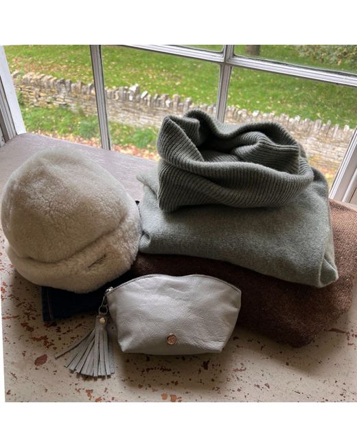 Owen Barry Natural Neutrals Sheepskin Hat Cream Beanie