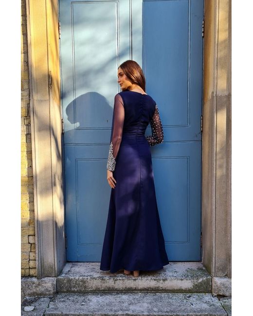 Navy floor hotsell length gown