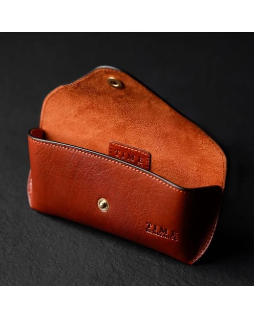 Time Resistance Brown Leather Glasses Case For