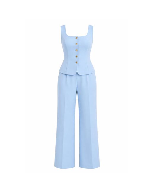 Girl In Mind Blue Jo Pleat Detail Tailored Trouser Sky