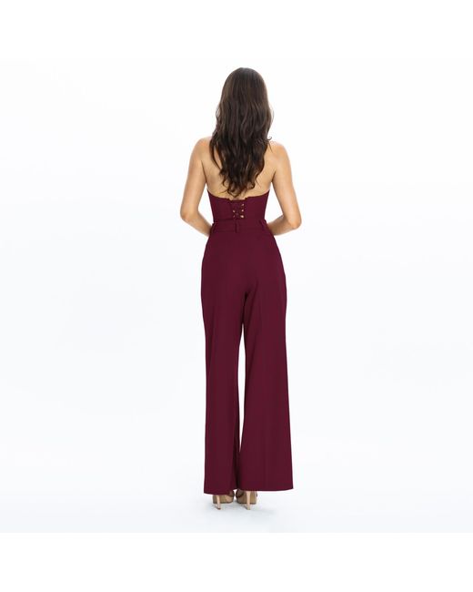 Angelika Jozefczyk Purple Burgundy High-Waisted Wide-Leg Trousers Sanremo