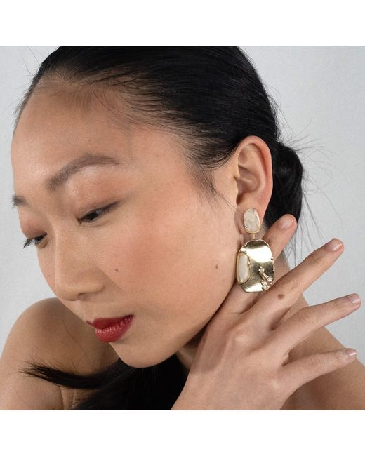 Rare Matters Jewelry Metallic Clear Quartz Drop Earrings